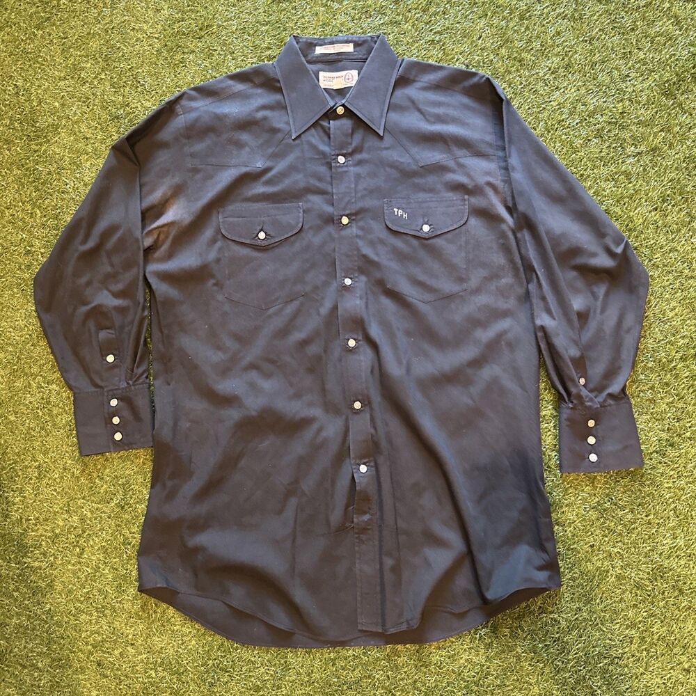 sheplers western Dark Gray Long Sleeve shirt pearl snap 16 - 32 TPH